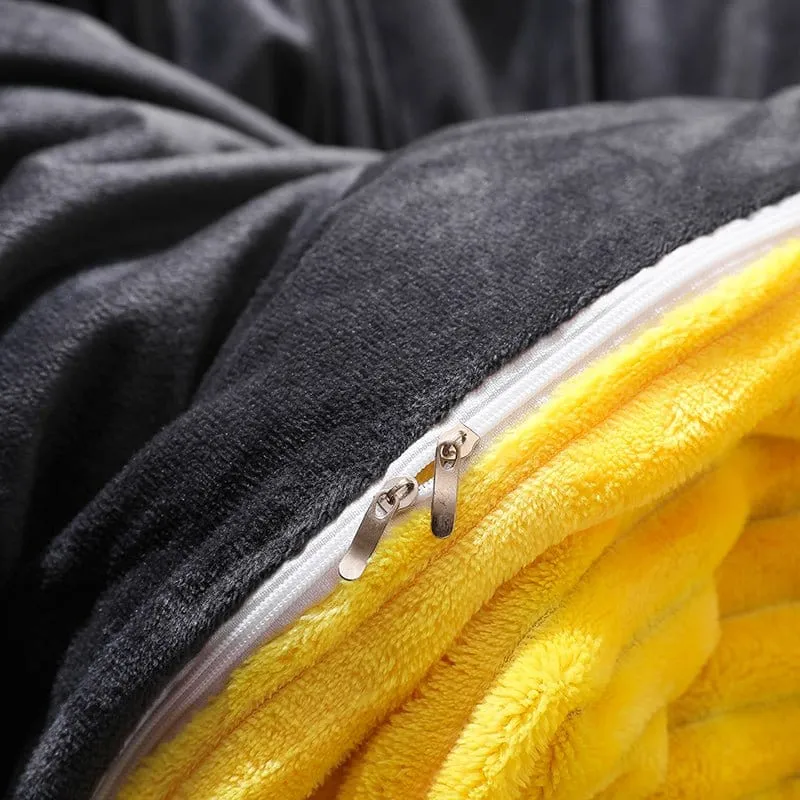 Jaune Velours - Drap housse / Housse de couette / Taies d'oreiller