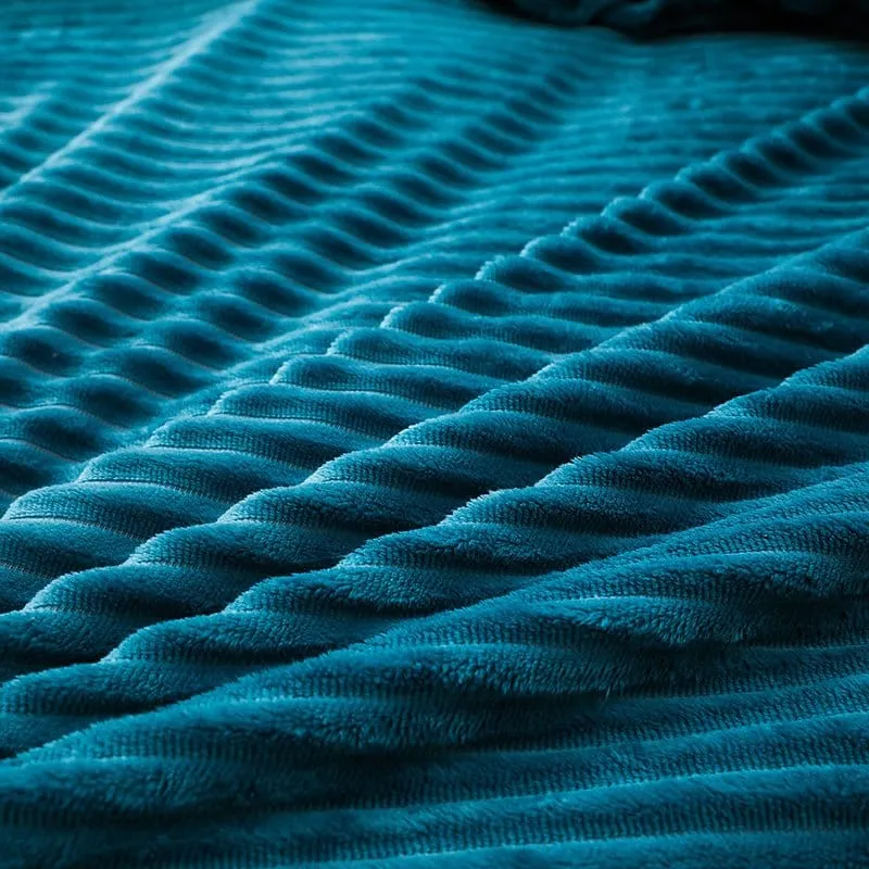Bleu turquoise Velours - Drap housse / Housse de couette / Taies d'oreiller
