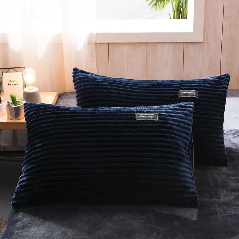 Bleu marine Velours - Drap housse / Housse de couette / Taies d'oreiller