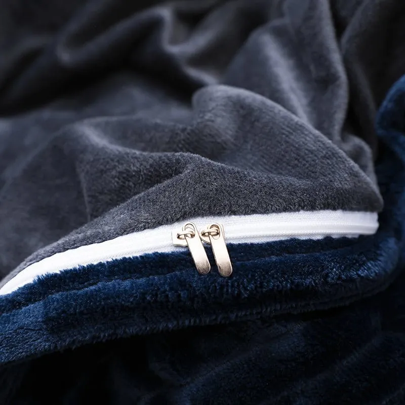 Bleu marine Velours - Drap housse / Housse de couette / Taies d'oreiller