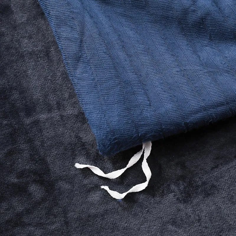 Bleu marine Velours - Drap housse / Housse de couette / Taies d'oreiller