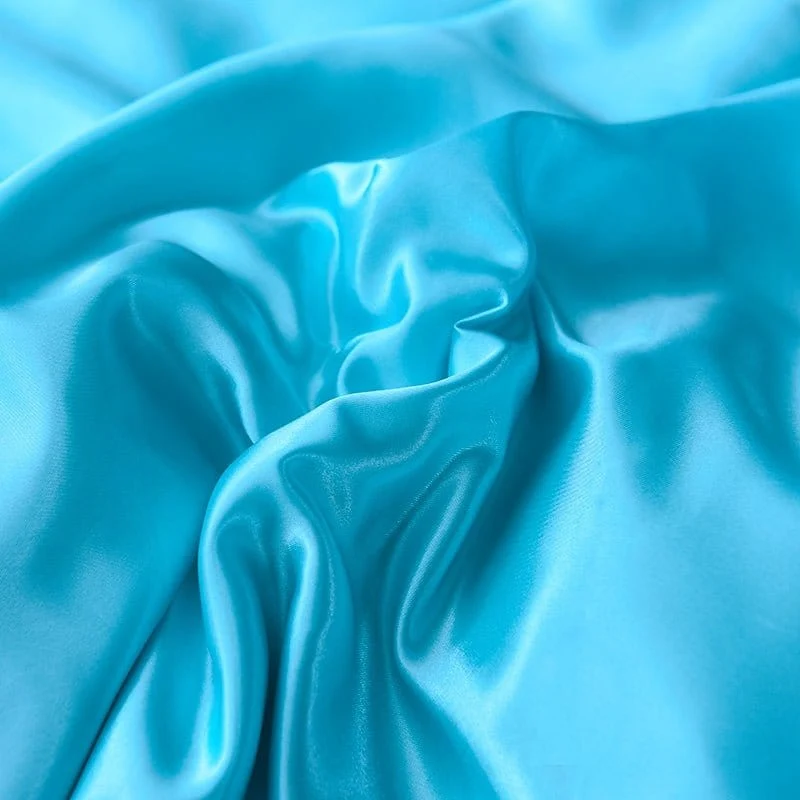 Bleu turquoise type satin - Drap housse / Housse de couette / 2 taies d'oreiller