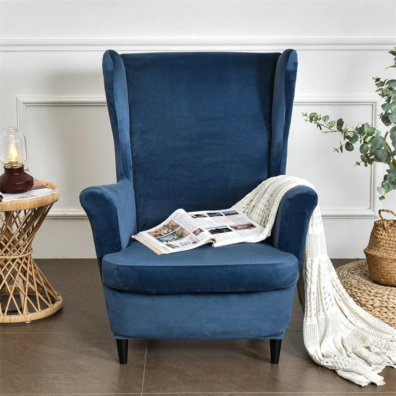 Housse de Fauteuil Crapaud Velours Bleu