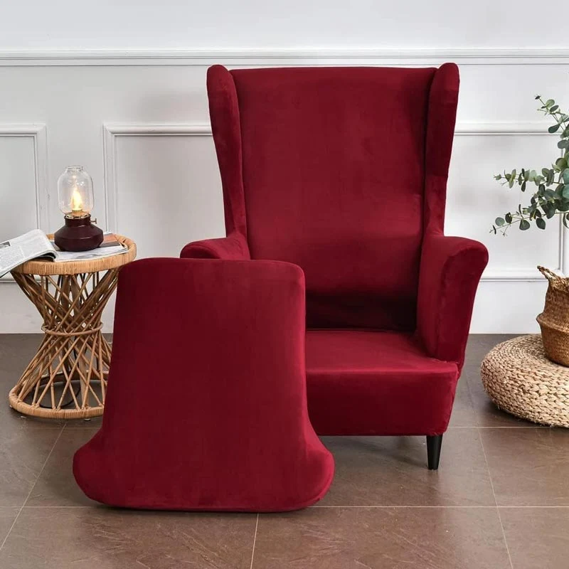 Housse de Fauteuil Crapaud Velours Rouge