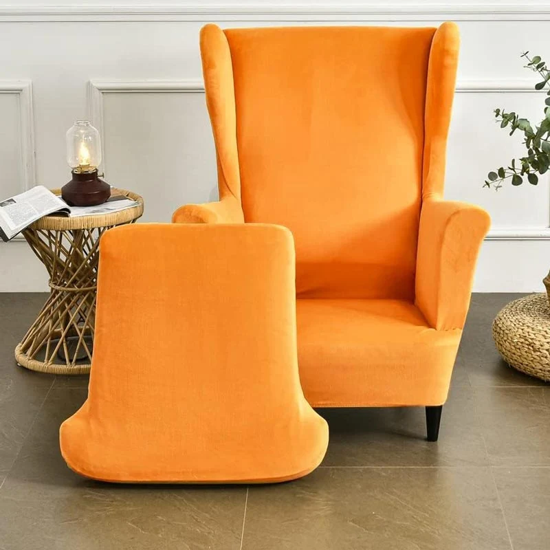 Housse de Fauteuil Crapaud Velours Orange