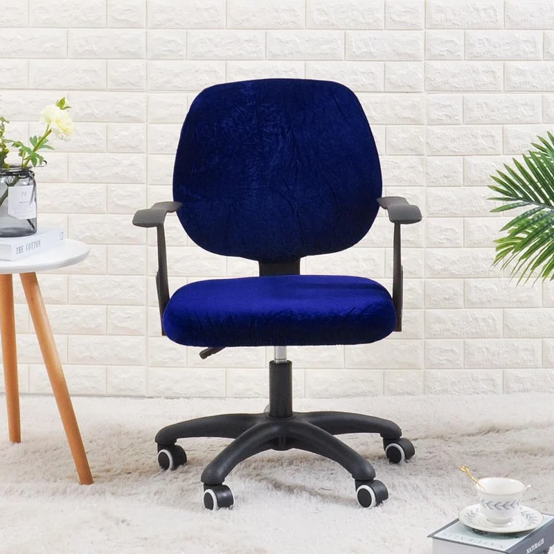 Housse de Chaise de Bureau Velours Bleu Marine