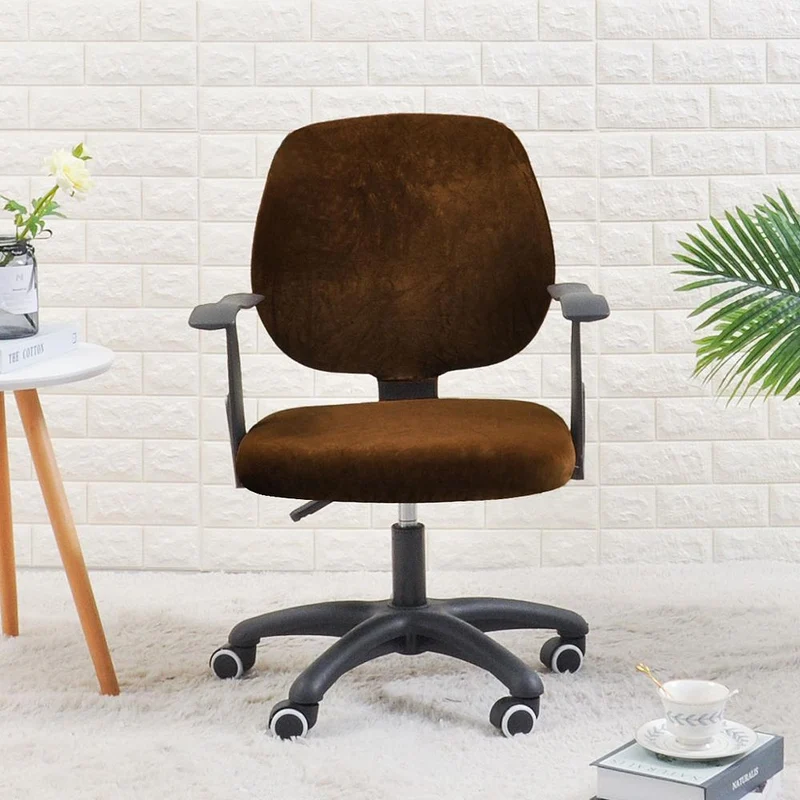 Housse de Chaise de Bureau Velours Marron