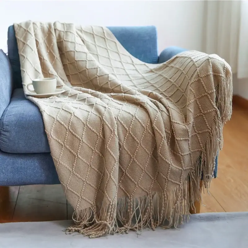 Couverture Tricot Beige