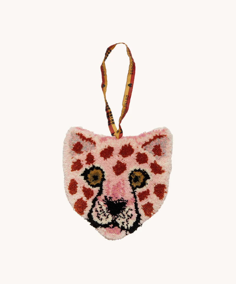 Lille pink leopard tæppe i uld – Doing Goods