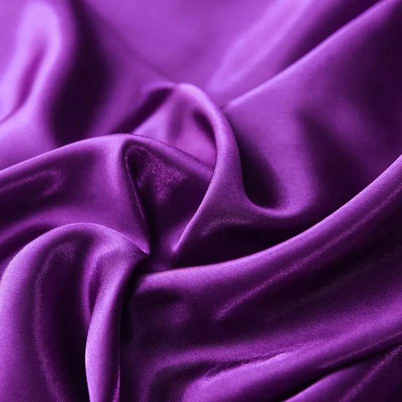 Violet type satin - Drap housse / Housse de couette / 2 taies d'oreiller