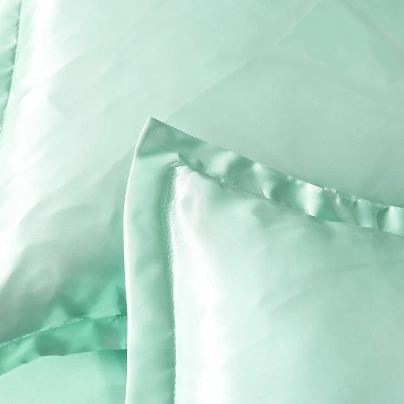 Vert opaline type satin - Drap housse / Housse de couette / 2 taies d'oreiller