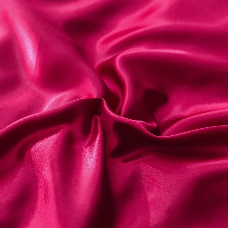 Rouge type satin - Drap housse / Housse de couette / 2 taies d'oreiller