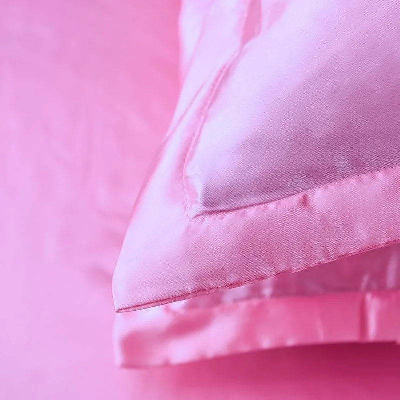 Rose bonbon type satin - Drap housse / Housse de couette / 2 taies d'oreiller