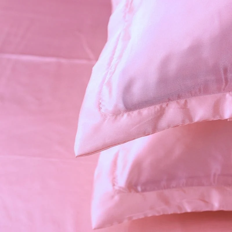 Rose type satin - Drap housse / Housse de couette / 2 taies d'oreiller