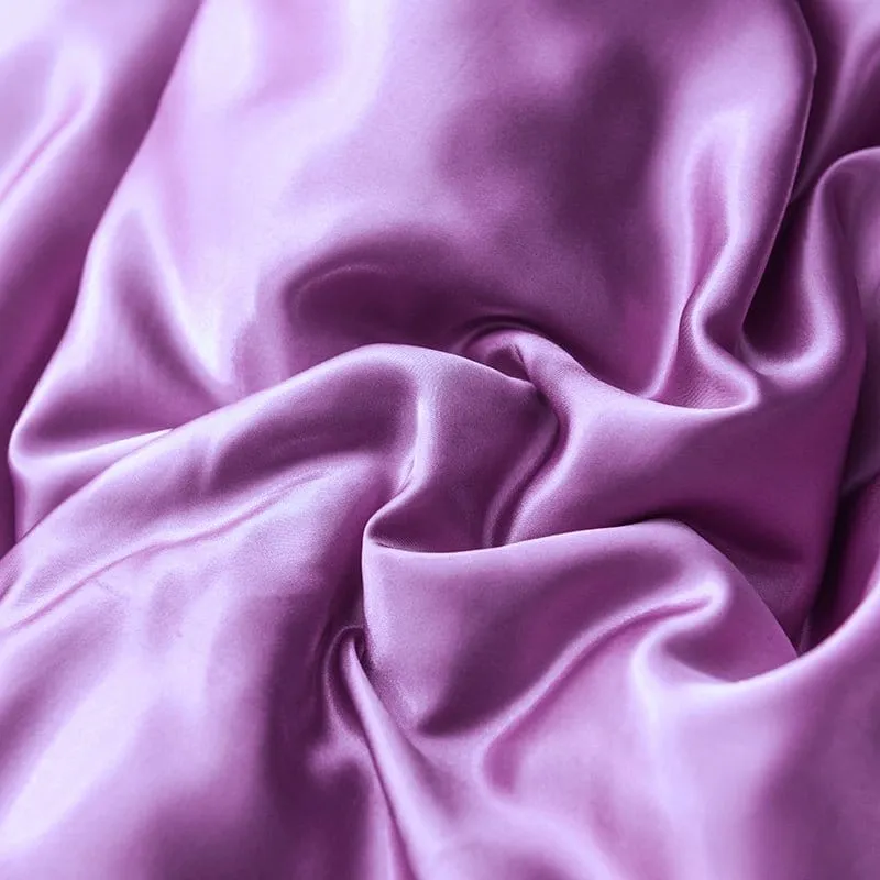 Mauve type satin - Drap housse / Housse de couette / 2 taies d'oreiller