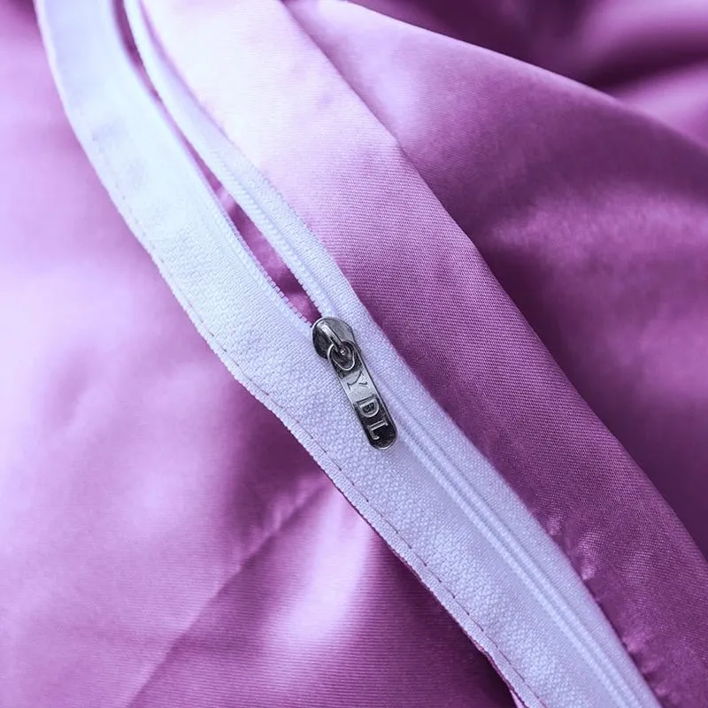 Mauve type satin - Drap housse / Housse de couette / 2 taies d'oreiller