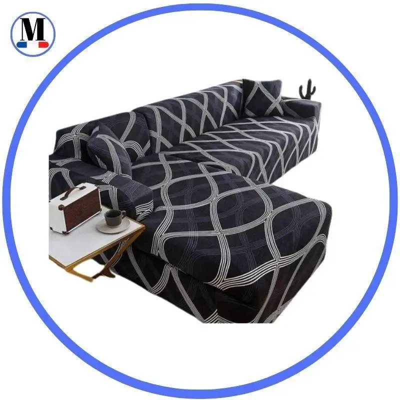 Motif Fumana - Housse de Canapé d’Angle Extensible
