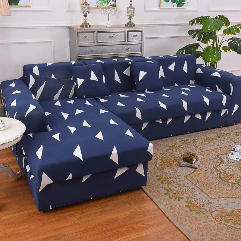 Motif Labiées - Housse de Canapé d’Angle Extensible