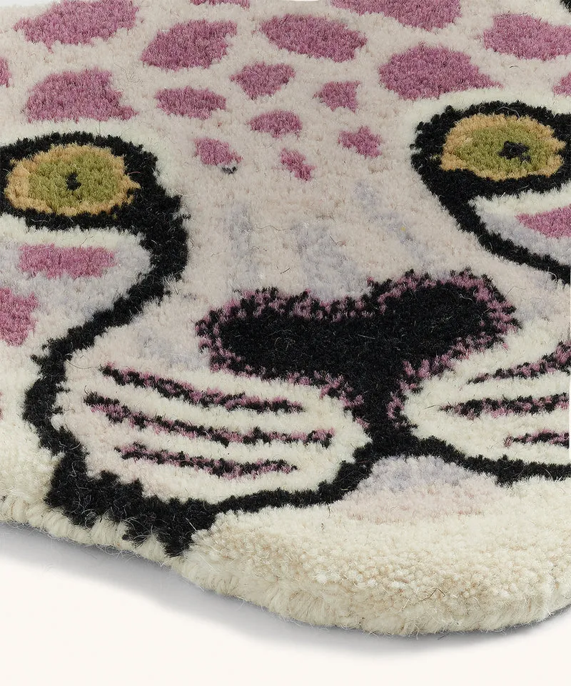 Lilly leopardhoved tæppe i uld – Doing Goods
