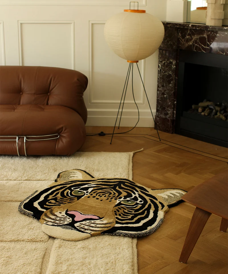 Tigerhoved tæppe i uld – Doing Goods