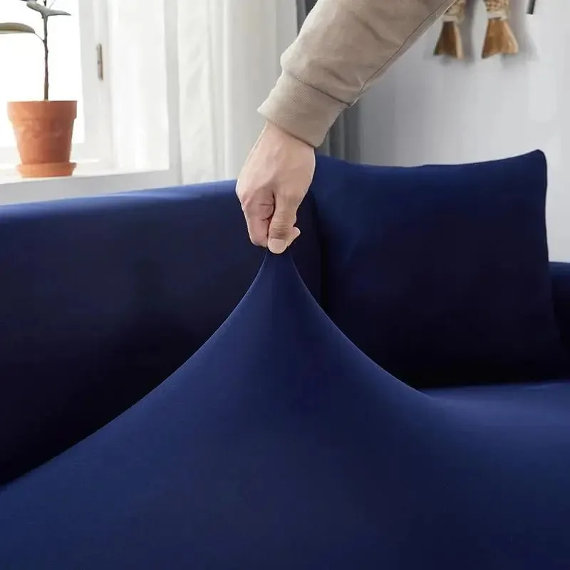 Housse de Canapé d’Angle Bleu Marine