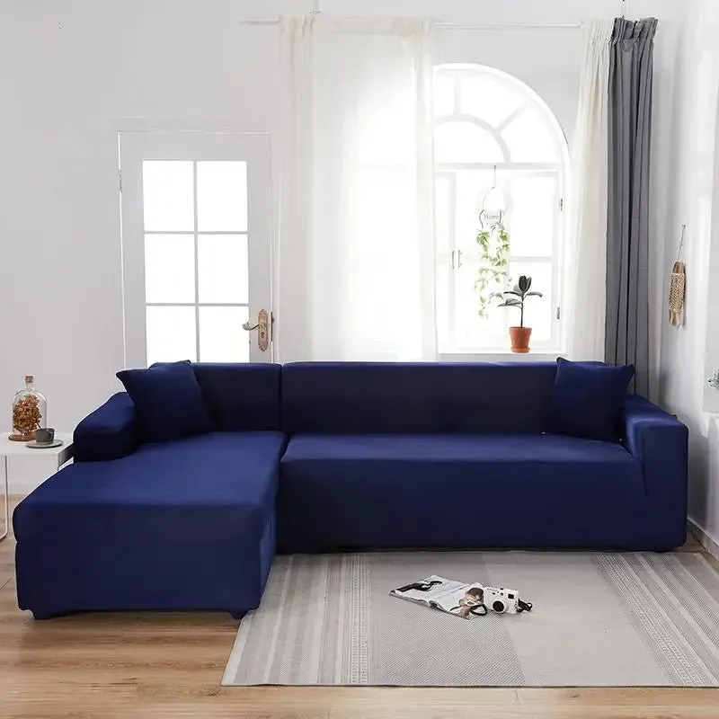 Housse de Canapé d’Angle Bleu Marine