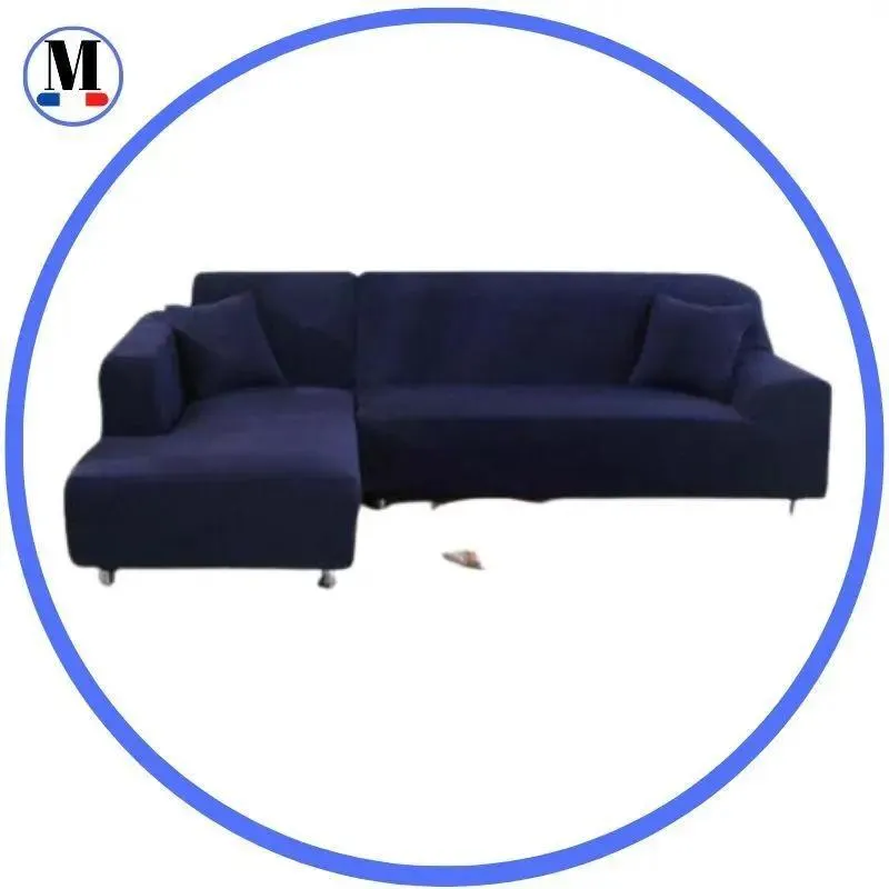 Housse de Canapé d’Angle Bleu Marine