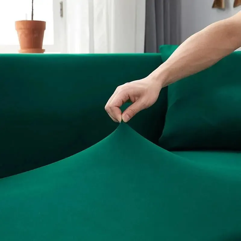 Housse de Canapé d’Angle Vert Foncé