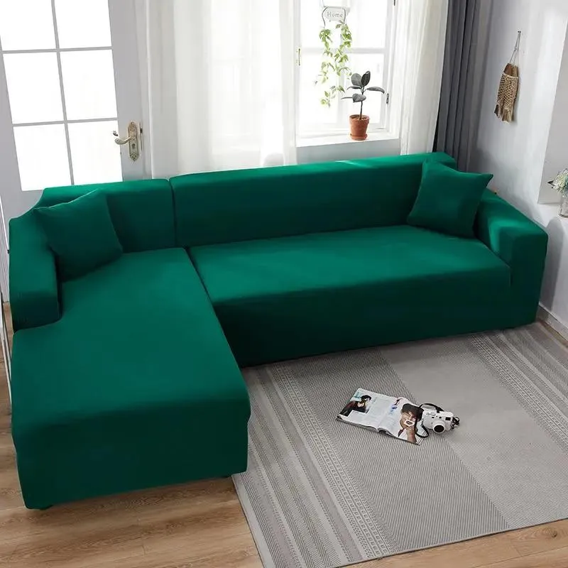 Housse de Canapé d’Angle Vert Foncé