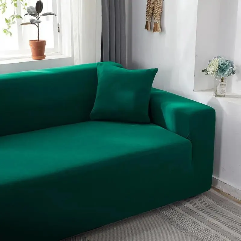 Housse de Canapé d’Angle Vert Foncé