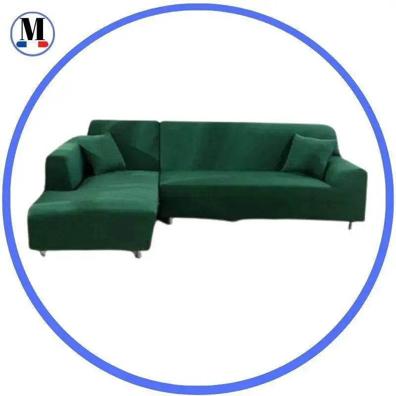 Housse de Canapé d’Angle Vert Foncé