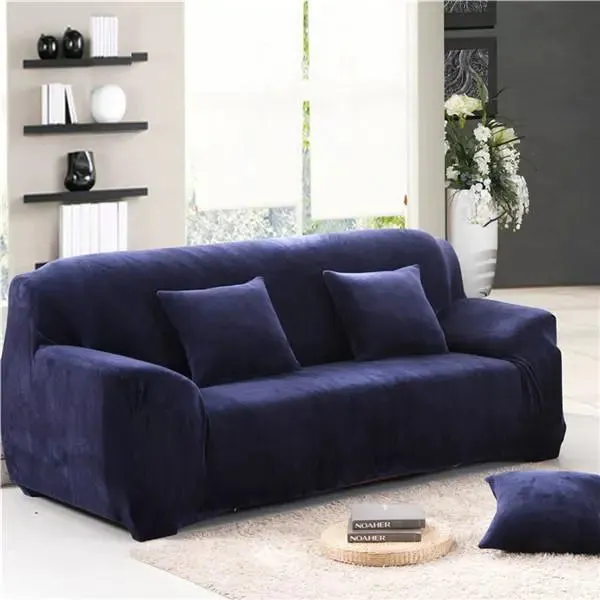 Velours Bleu Nuit - Housse de Canapé Extensible