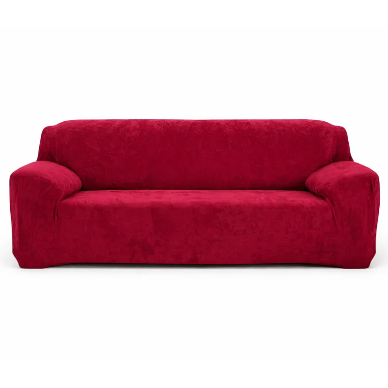 Velours Rouge Vin - Housse de Canapé Extensible