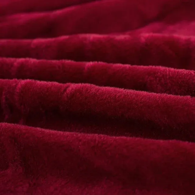 Velours Rouge Vin - Housse de Canapé Extensible