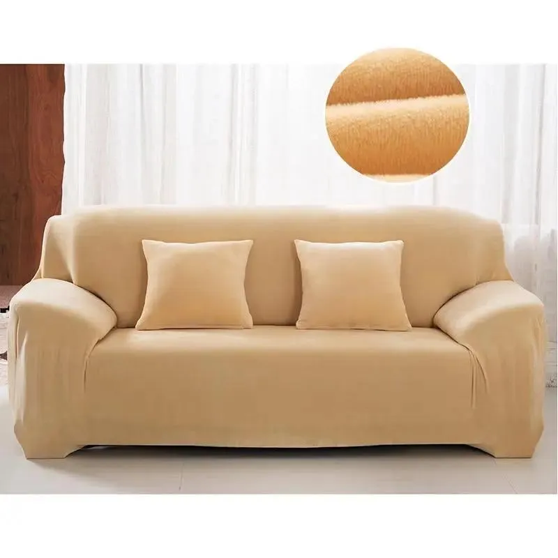 Velours Beige - Housse de Canapé Extensible