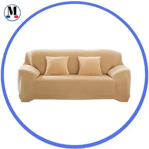 Velours Beige - Housse de Canapé Extensible