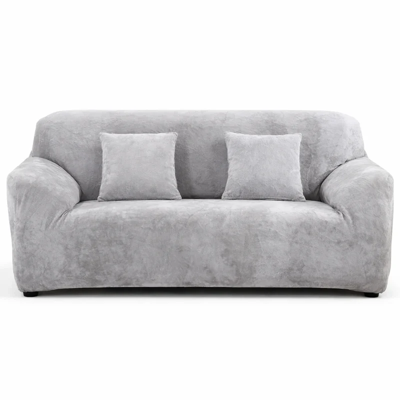 Velours Gris - Housse de Canapé Extensible
