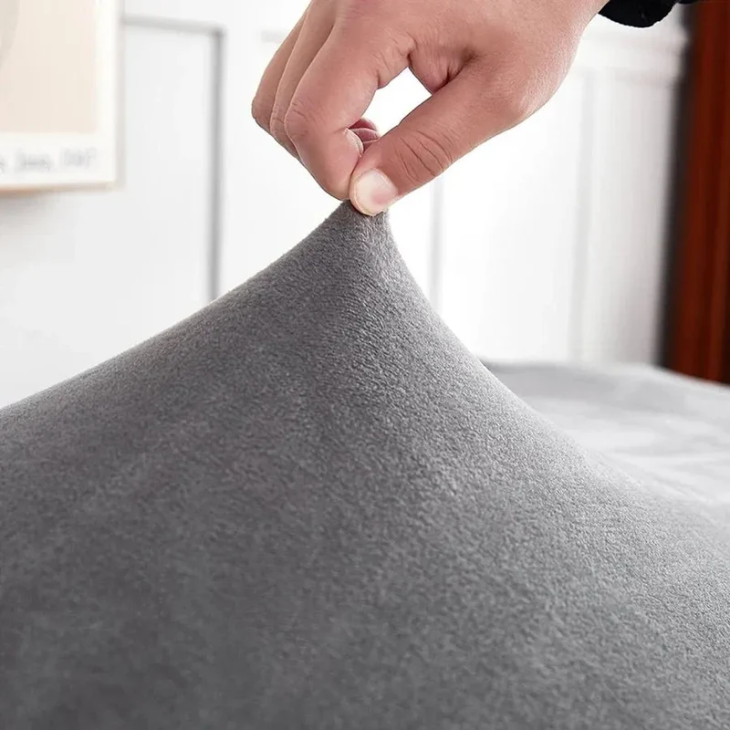 Velours Gris - Housse de Canapé Extensible