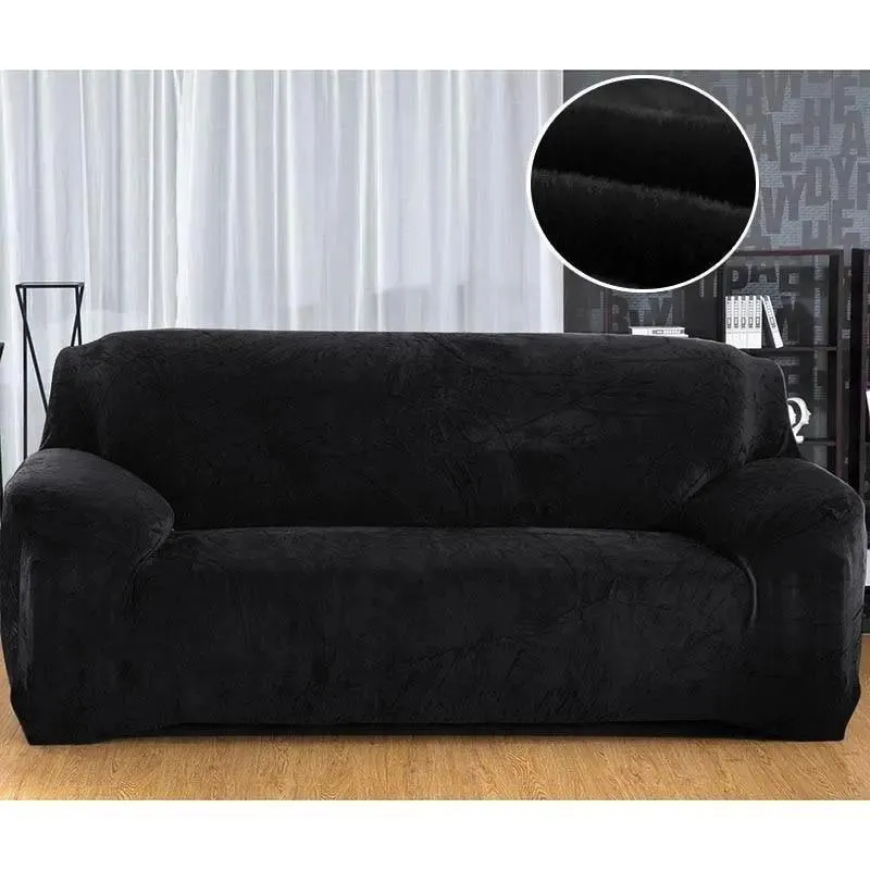 Velours Noir - Housse de Canapé Extensible