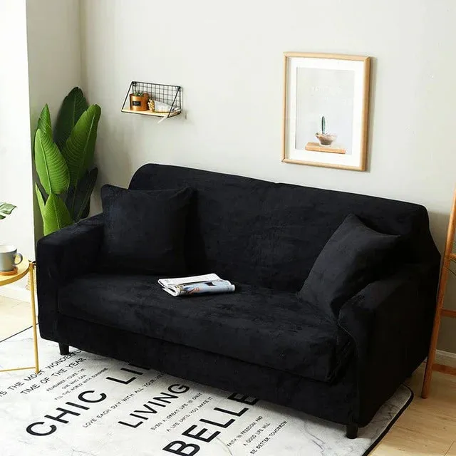 Velours Noir - Housse de Canapé Extensible