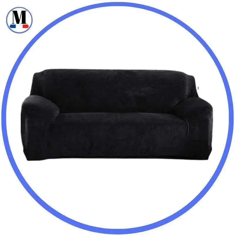 Velours Noir - Housse de Canapé Extensible