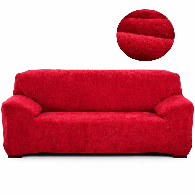 Velours Rouge - Housse de Canapé Extensible