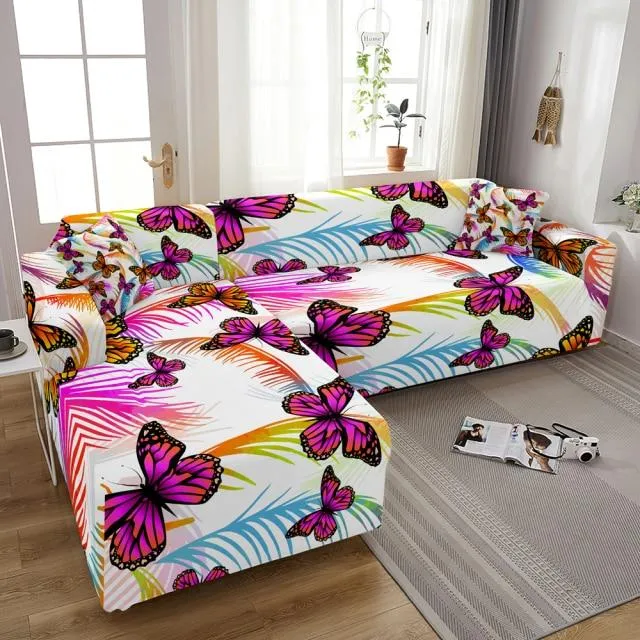 Housse de Canapé d'Angle Pink Butterfly