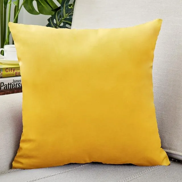 Housse de Coussin Velours 50x50cm Jaune