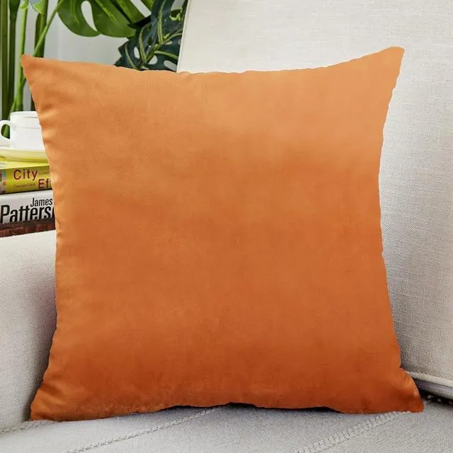 Housse de Coussin Velours 40x40cm Orange Pêche