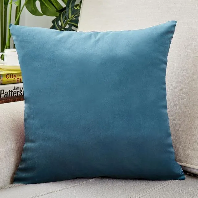 Housse de Coussin Velours 40x40cm Bleu Océan
