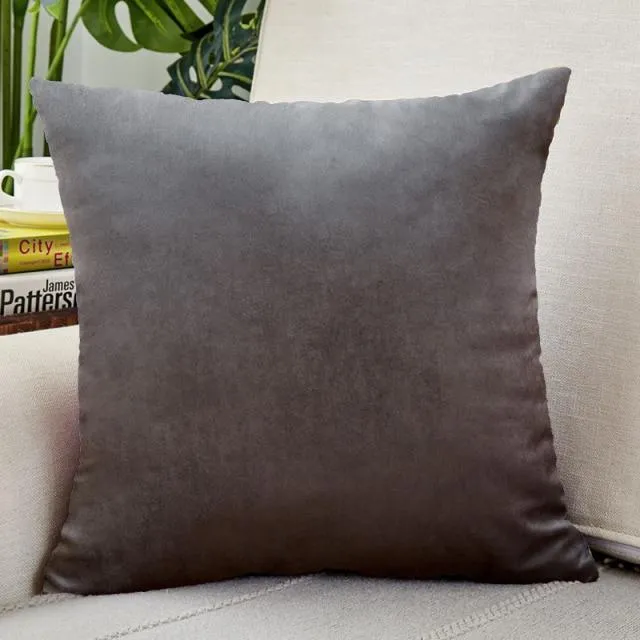 Housse de Coussin Velours 40x40cm Gris Anthracite