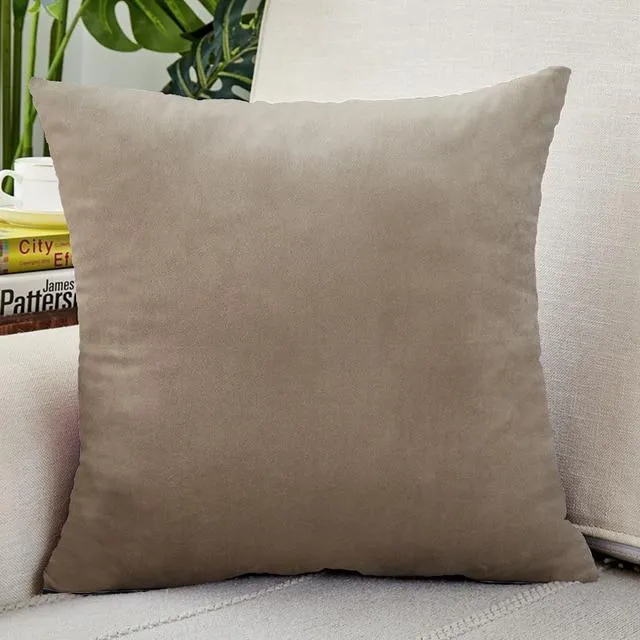 Housse de Coussin Velours 45x45cm Taupe