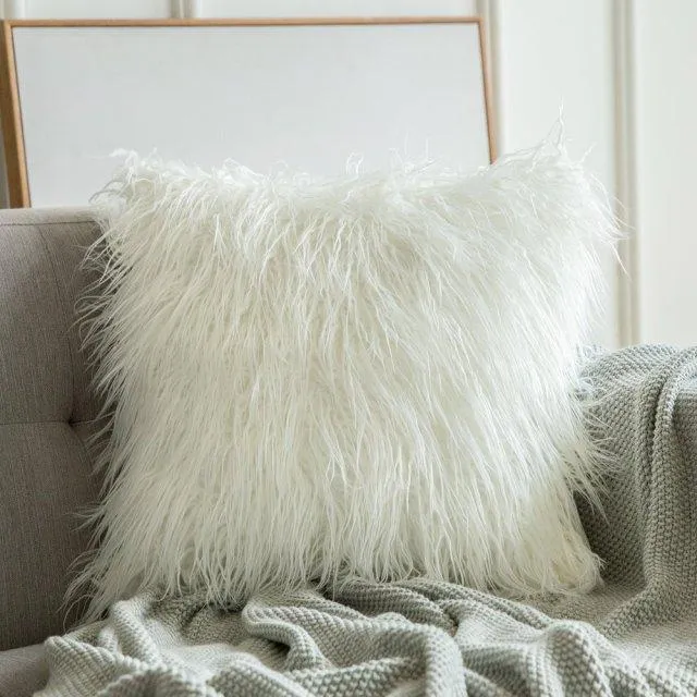 Housse de Coussin 45x45 Polaire Blanc