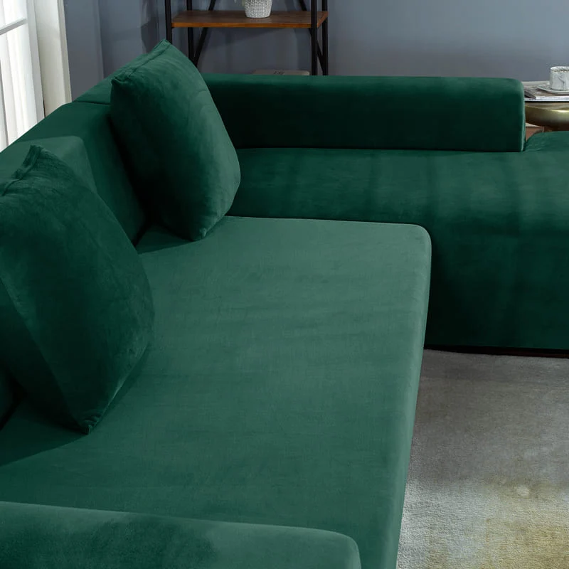Housse de Canapé d'Angle Velours Vert sapin